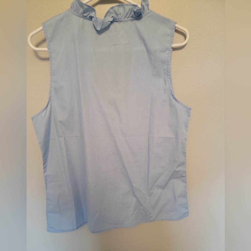 NWOT Size Large Blue Ruffled Shell - Picture 3 of 3